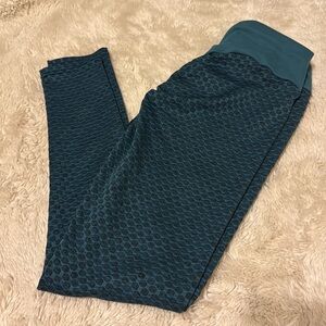 Blue‎ Textured Athletic Leggings